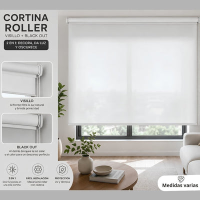 Roller black out con visillo | Detalle unidad - Telas Pacífico Sur