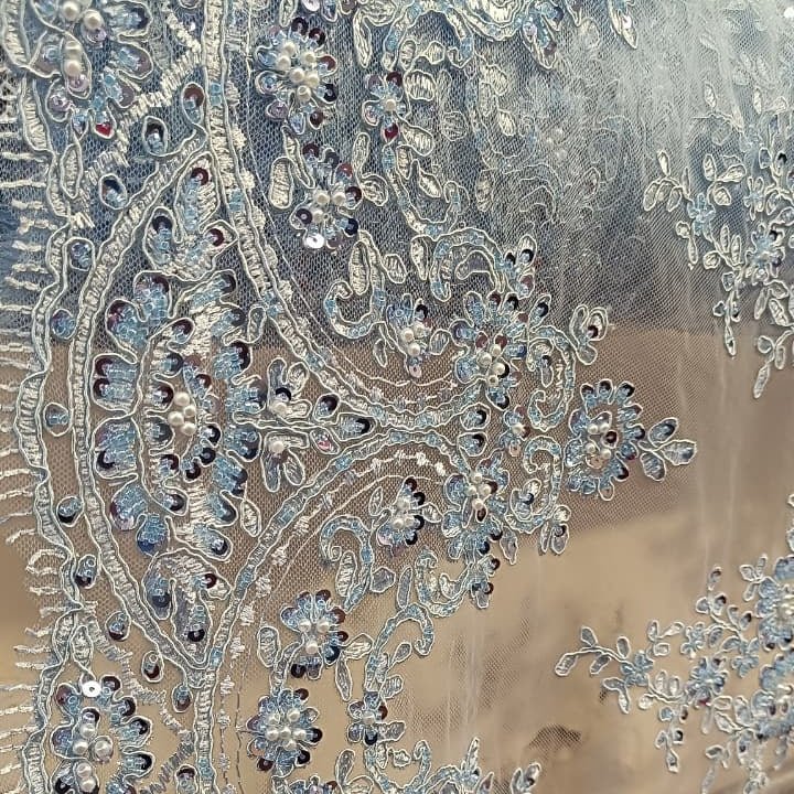 Tela Tul Bordados Perlas - 1 mt 1,20 Ancho | Detalle - Telas Pacífico Sur