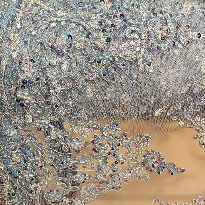 Tela Tul Bordados Perlas - 1 mt 1,20 Ancho | Detalle - Telas Pacífico Sur